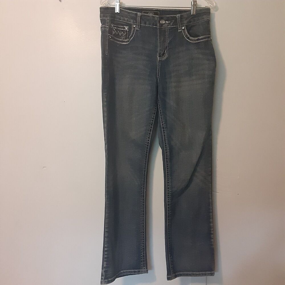 Cato Premium Jeans Women’s Classic Size 12P Stretch Bling Stones Embroidered